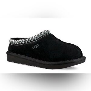 UGG Black Kids Tasman Knit Collar Slippers